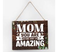Panneau en bois vieilli « Mom You Are Nothing Short of Amazing Farmhouse » - Décoration murale pour entrée - Panneau en bois peint pour salle de bain - 25,4 x 30,5 cm