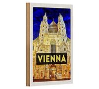 Panneau en bois | Vienna | Style rétro | Décoration | 12 cm x 18 cm