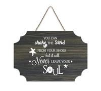 Panneau en bois « You Can Shake The Sand from Your Shoes But It Will Never Leave Your Soul » - 15,2 x 25,4 cm - Décoration murale à suspendre pour porte d'entrée, salon, cuisine