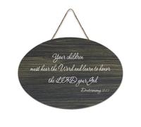 Panneau en bois « Your Children Must Hear The Word And Learn to Honor The Lord Your God » - 15,2 x 25,4 cm - Décoration murale à suspendre pour porte d'entrée, salon, cuisine