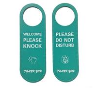 Panneau en cuir « Do Not Disturb » - Plaque de porte de bureau « Welcome Please Knock » - Réversible - À suspendre - Amélioration de la productivité de la maison ou du bureau - Vert