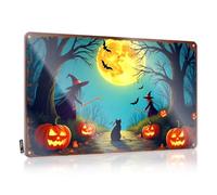Panneau en étain avec inscription Man Cave Signs And Decor Halloween Night : Witches, Cats, And Jack-O'-Lanterns Under A Full Tin Sign Funny Vintage Funny Metal Poster (20 x 30 cm)