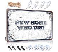 Panneau en étain avec inscription « New Home Who Dis » - Panneau mural amusant pour bar à domicile (20 x 30 cm)
