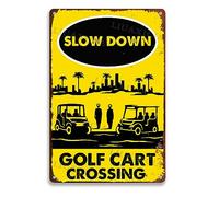 Panneau en étain avec inscription « Slow Down Golf Cart » - Pour maison, bar, pub, club, café, salon - 20,3 x 30,5 cm