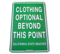 Panneau en étain « Clothing Optional Beyond This Point » 20 x 30 cm