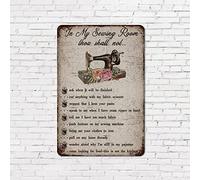 Panneau en étain de style rustique chic vintage de 20,3 x 30,5 cm avec inscription « To My Sewing Room Thou Shalt Not » en aluminium pour intérieur ou extérieur, porche, cheminée, jardin, cuisine