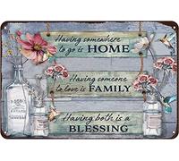 Panneau en étain « Having a Place to go is Home, Having a Lover is Home, Having Both is a Blessing », décoration murale, panneau en métal, panneau de maison, bar, garage 30,5 x 40,6 cm
