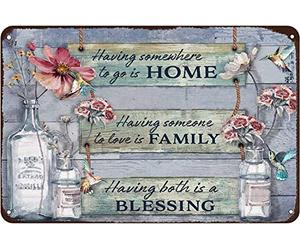 Panneau en étain « Having a Place to go is Home, Having a Lover is Home, Having Both is a Blessing » - Décoration murale, panneau en métal, maison, bar, garage - 30,5 x 20,3 cm