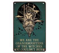 Panneau en étain humoristique avec inscription « We Are The Granddaughters of the Witches » pour enfants - Décoration murale en métal - Cadeau amusant - 15,2 x 20,3 cm