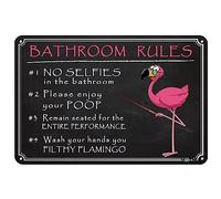 Panneau en étain humoristique flamant rose pour salle de bain, bar, hôtel, maison, toilettes, 15,2 x 20,3 cm