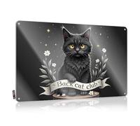 Panneau en étain « Join The Enchanted 'Back Cat Club » Under The Stars - Plaque décorative pour bureau (30 x 40 cm)