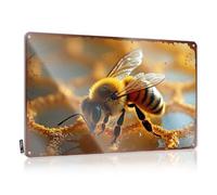 Panneau en étain pour bar Close-Up Of A Honeybee On Wax Comb - Plaque humoristique en métal - Décoration vintage (30 x 40 cm)