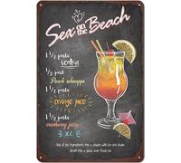 Panneau en étain pour Cocktail, sexe sur la plage, recettes de cocktails, Plaque d'affiche en métal, panneaux de décoration de Bar pour la maison, Bar, Restaurant, décoration murale 8x12 pouces