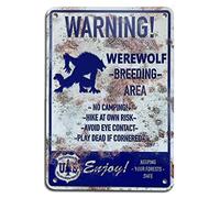 Panneau en étain rétro pour zone d'élevage de loups-garous, plaque d'avertissement de loup-garou, décoration murale, cadeau pour jardin, hommes, grotte, garage, ferme, café, bibliothèque, salon, école