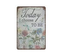 Panneau en étain « Today I Choose to Be Happy» - Décoration murale pour chambre, salle de bain, jardin, bar, pub, famille, café, cadeaux pour amis et famille, panneau en métal rétro amusant