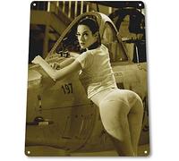 Panneau en étain vintage avec inscription « Weapons Loader Aviation Pin-up Girl » - 19,8 x 30 cm (L x l)