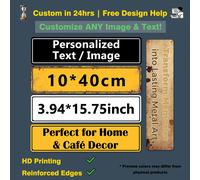 Panneau en étain Vintage personnalisé 10x40cm, personnalisation de tous les textes et d'images, maison, Bar, café, grotte d'homme, cadeau, Art mural en métal Antique pour bureau Black
