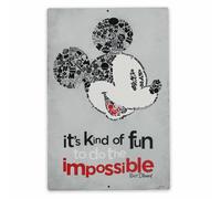 Panneau en m tal gaufr Disney Mickey Mouse Do the Impossible - Art mural vintage Mickey Mouse avec citation inspirante de Walt Disney