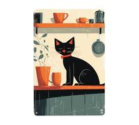 Panneau En Métal, 20x30cm, Posters Avec Chats Et éléments De Café, En Métal, Art Mural, Panneau De Porte à Suspendre, Pour Les Décorations De Cuisine De Restaurant