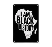 Panneau en Métal Afrique Je suis Histoire des Noirs Afro-Américains Mois De Février Plaques en Fer Mural Style Drôle Panneau Métallique pour Homme Caves Décoration Murale S