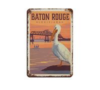 Panneau en métal amusant Baton Rouge Louisiane vintage pour maison, cuisine, voyage, décoration murale 30 x 20 cm