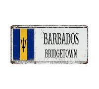 Panneau en métal avec drapeau de la Barbade - 15,2 x 30,5 cm - Tendance et chic - Pour porche, salle à manger, pubs, club, homme, grotte - Décoration de garage - Souvenir de pays national - Plaque en