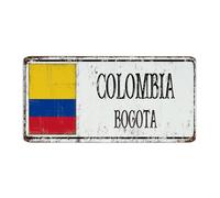Panneau en métal avec drapeau de la Colombie - 15,2 x 30,5 cm - Décoration murale pour chambre, cabine, salon - Souvenir de pays national - Plaque en aluminium pour arrière-cour