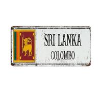 Panneau en métal avec drapeau du Sri Lanka - 15,2 x 30,5 cm - Décoration amusante pour extérieur, salon, café, bar, grotte - Plaque en métal - Souvenir de pays national - Panneau de garage pour porche