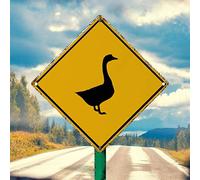 Panneau en métal avec inscription « Caution Oie » Décoration murale amusante en forme d'oie Panneau d'avertissement vintage Panneau d'avertissement « Goose Crossing » 25,4 x 25,4 cm Cadeau