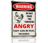 Panneau en métal avec inscription « Do Not Make The Chickens Angry Chicken Coop » - Panneau d'avertissement pour clôture, porte, cour, maison - 20,3 x 30,5 cm