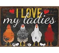 Panneau en métal avec inscription « I Love My Ladies » pour intérieur/extérieur - Décoration de ferme - 20,3 x 30,5 cm