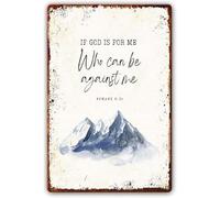 Panneau en métal avec inscription « If God Is For Me Who Can Be Against Me » - Décoration murale pour salle à manger, cuisine, décoration murale en métal - 20,3 x 30,5 cm