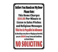 Panneau en métal avec inscription « No Soliciting Before You Knock On My Door » - En aluminium - Pour intérieur ou extérieur - 15,2 x 20,3 cm