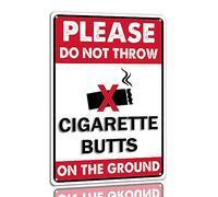 Panneau en métal avec inscription « Please Do Not Throw Cigarette Butts On The Ground » - 20,3 x 30,5 cm