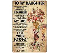 Panneau en métal avec inscription « To My Daughter Everyday That You are Not with Me I Think About You I Wonder What You are Doing I Pray That You are Safe » - Décoration murale pour Noël et Halloween