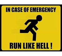 Panneau en métal avec inscription « Warn Caution Emergency Run Like Hell » - 20,3 x 30,5 cm