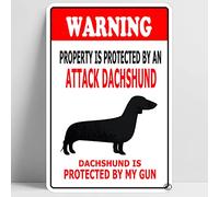 Panneau en métal avec inscription « Warning Beware of Dachshund » - 30,5 x 20,3 cm