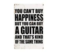 Panneau en métal avec inscription « You Can't Buy Happiness MAIS You CAN Buy a Guitar » - 20,3 x 30,5 cm - Décoration murale intérieure et extérieure - Pour bar, pub, cadeaux de guitare pour homme