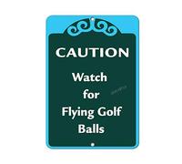 Panneau en métal avec montre d'avertissement pour boules de golf volantes Décoration murale 15,2 x 20,3 cm
