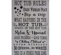 Panneau en métal avec motif de règles de jacuzzi, idée de Noël, flocon de neige, bar, pub, maison, café, homme, grotte, décoration murale, affiche en métal, 20,3 x 30,5 cm