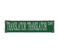 Panneau en métal avec traducteur et traducteur amusant et vintage - 40,6 x 10,2 cm - Décoration murale en fer - Poster en fer pour maison, ferme, bar, café, cour, intérieur et extérieur