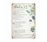 Panneau en métal avec verset de la Bible Psaume 23 - Décoration murale inspirante - Verse de la Bible - Décoration murale pour maison, bureau, salle de bain, chambre à coucher - 20,3 x 30,5 cm -