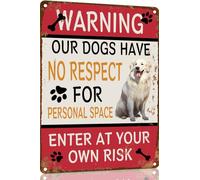 Panneau En Métal Avertissement Des Grands Pyrénées : Nos Chiens N'Ont Aucun Respect Signes En Métal Style Drôle Panneau Métallique Pour Club Décoration Murale Homme Caves M