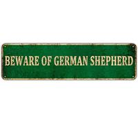 Panneau en métal « Beware of German Shepherd Dog » - 10,2 x 40,6 cm