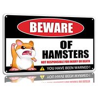 Panneau en métal « Beware of Hamster » avec inscription « Not Responsible For Blury Or Death » - Décoration murale pour café, bar, cuisine - 20,3 x 30,5 cm