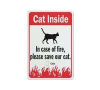 Panneau en métal « Cat Inside In Case Of Fire Please Save Our Cat » - 30,5 x 20,3 cm - Aluminium antirouille - Impression à l'encre UV - Durable - Extérieur pour la maison