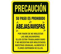 Panneau en métal « Caution No Trespassing Honey Bees - Do Not Disturb » - 30,5 x 20,3 cm