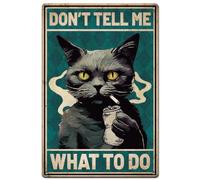 Panneau en Métal Chat Cool, Ne Me Dis Pas Quoi Faire Panneaux Grotte d'homme Plaque Metal pour Club Toilettes S