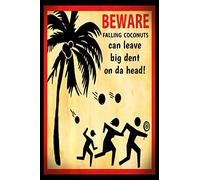 Panneau en métal « Chute de noix de coco » Luau Tiki Bar Beach Hot Tub 12X16"