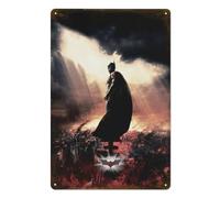 Panneau en métal « Dark Knight in Gotham » - 20,3 x 30,5 cm - Décoration murale vintage amusante - Décoration murale rétro pour maison, bar, pub, club, café